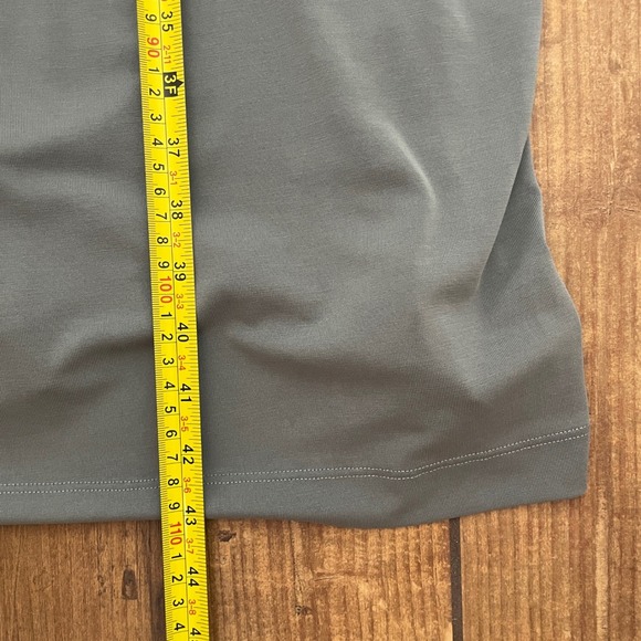 Donna Karan Active Midi Dress Women L Olive Green Sleeveless Draped Open Back - Picture 7 of 8